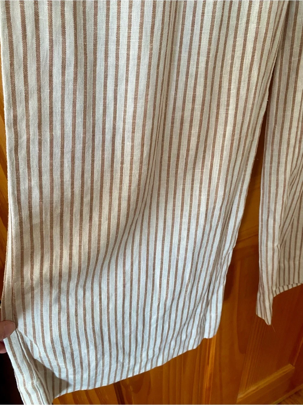 Saltwater Luxe NWT Almond Stripe Wide Leg Drawstring Pants Linen Blend M - Picture 5 of 16